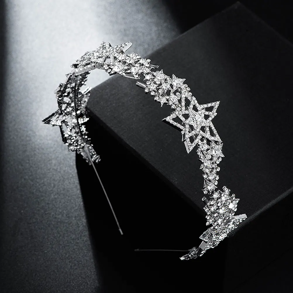 

Rhinestone Star Headdress Tiara Hair nament Wedding Prop Alloy Banquet Decor Exquisite Bride Crown Bride Elegant Durability