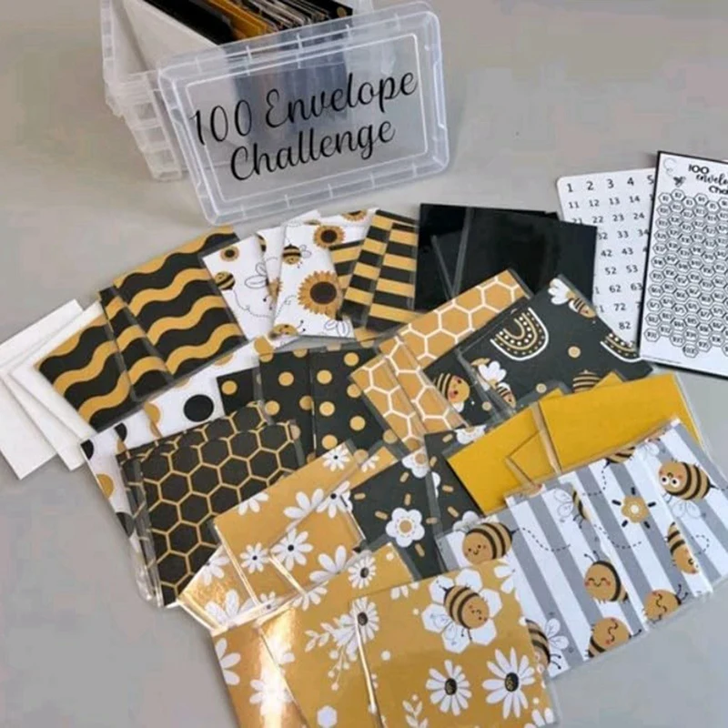10,000 Umschlag Challenge Box Set einfache und unterhaltsame Möglichkeit, zu sparen, Umschläge Geld sparen Challenge Box wieder verwendbar einfach zu bedienen