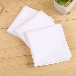 White Hankie Women Embroidery Handkerchiefs Cotton Square Soft Washable Hanky