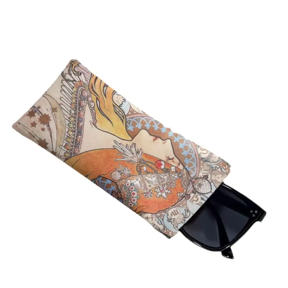 

Mucha Painting Sun Glasses Case Automatic Closing Soft Shell Eyewear Storage Bag Portable PU Leather Sunglasses Protective Cover