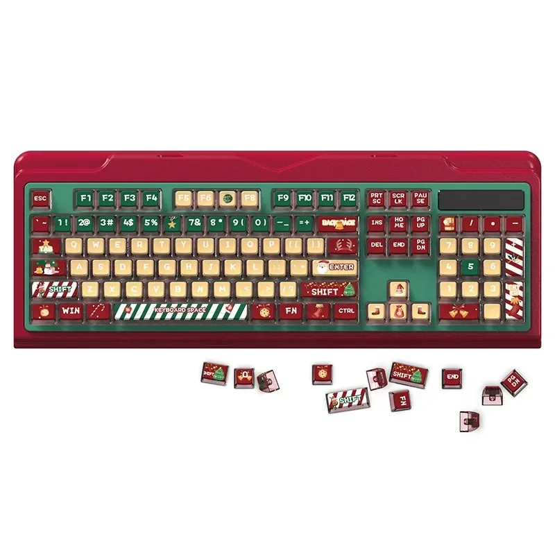 Classic Vintage Hot Sublimation PBT Merry Christmas Theme Pudding Keycaps Transparent ASA Highly Mechanical Keyboard Keycaps