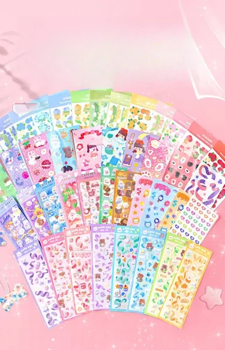 Imagen 2 del producto Juego de pegatinas Goka, pegatina de pegamento en crema Goka, cuenta de mano, caja de almacenamiento de Material Diy completa, papelería para niños