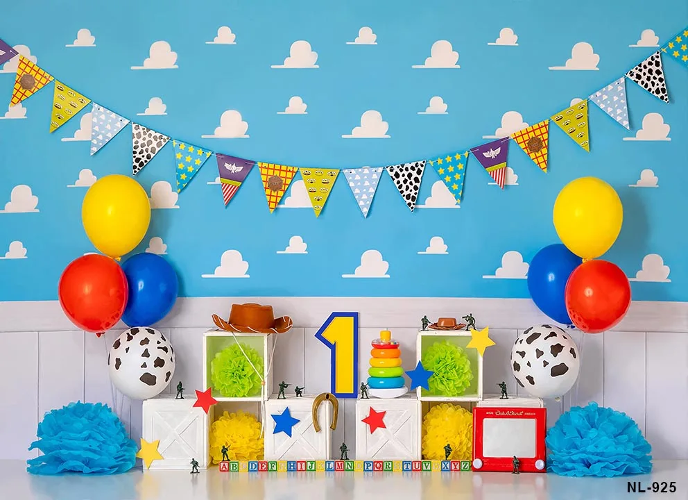 Toy Story Photography Backdrops Cake Smash Birthday Photocall Photo Backdrop for Photo Studio Cilindros Para Fiesta