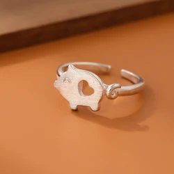Personality Creative Popular Exquisite 925 Sterling Silver Jewelry Pull Fresh Joints Pig Animal Accessories Opening Rings R269