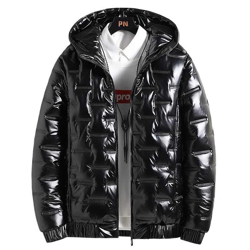 

2025 мужские парки с хлопковой подкладкой, повседневная мужская утолщенная ветрозащитная парка, мужская теплая зимняя куртка с капюшоном, мужские блестящие пальто больших размеров