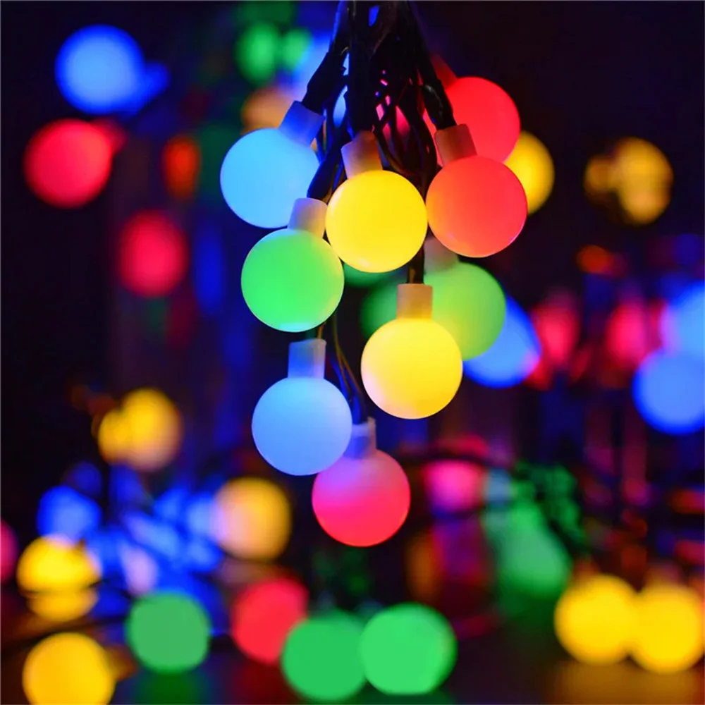 50 LED Solar String Lights Ball Shape Waterproof Outdoor 8 Modes for Garden Christmas Home Decor Party Lighting