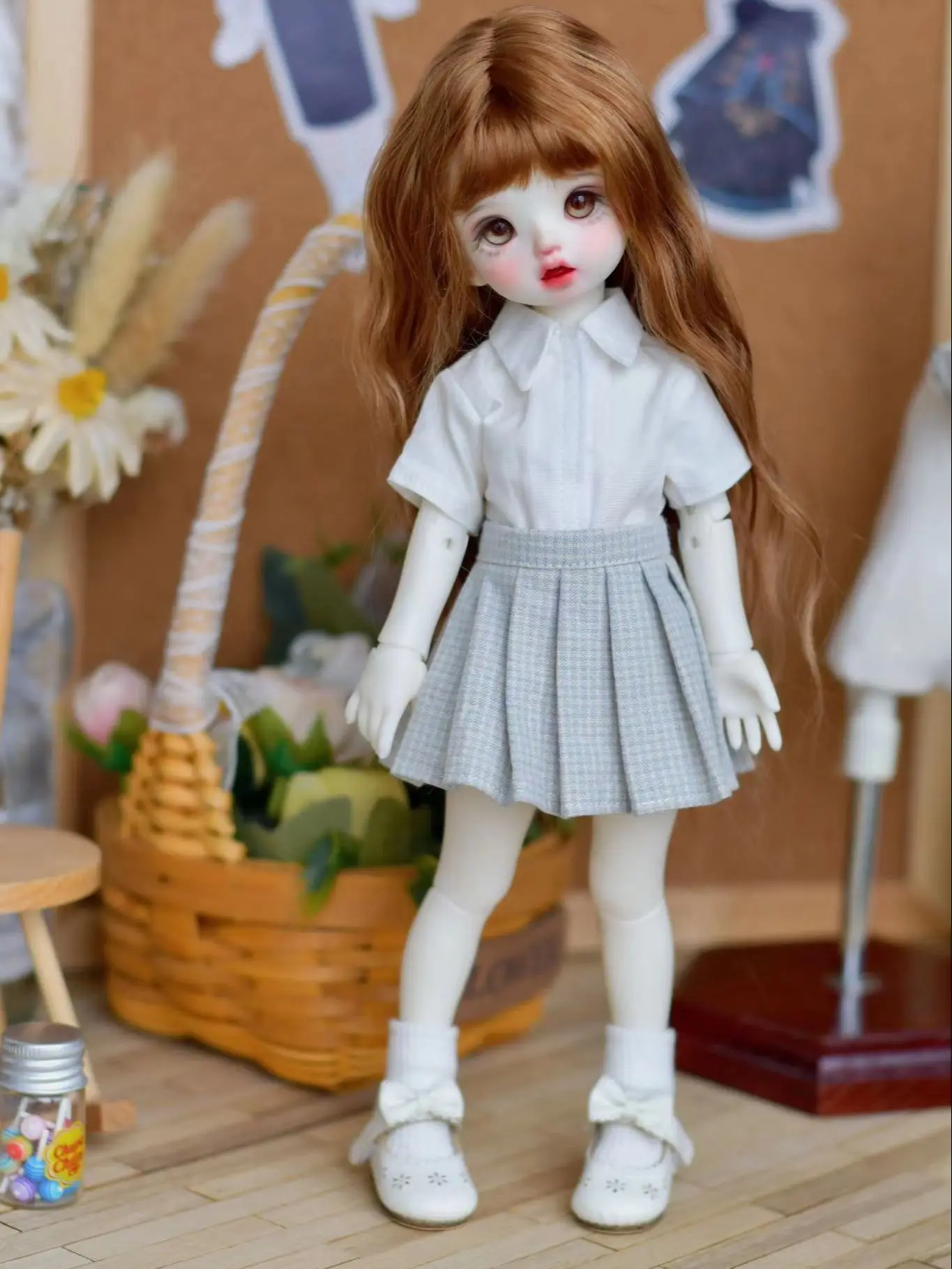 BJD doll clothes for 1/6 size uniform suit  jacket pleated skirt shirt 1/6 clothes suit  doll accessories (4 points)