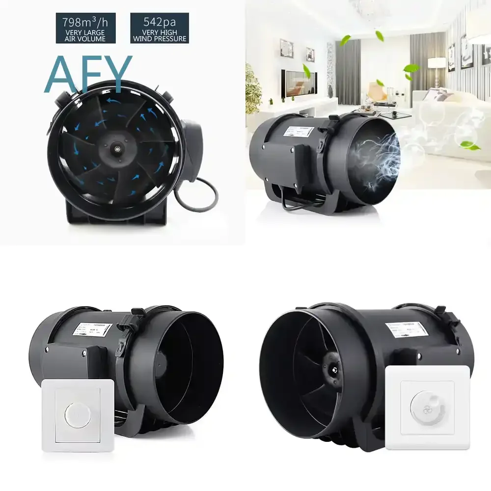 Commercial Blower for Frequency Conversion Exhaust Fan Round Duct Fan Kitchen Powerful Exhaust Fan Oil Fume Extractor