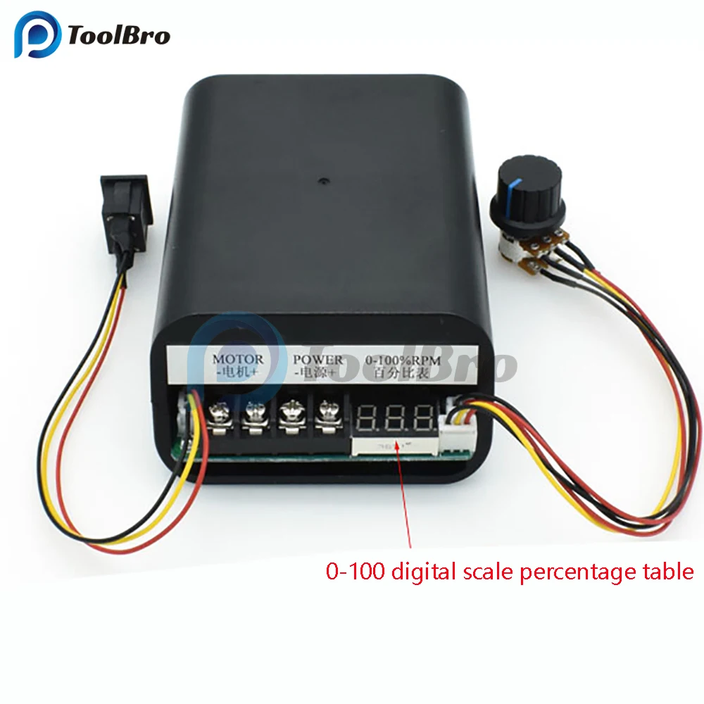 DC 10-55V 60A PWM Motordrehzahlregler 0-100% U / min LED Digital Einstellbar CW CCW Vorwärts Rückwärts Motorsteuerschalter 12V 24V 48V mit Potentiometer Lüfter Ein Aus Schalter