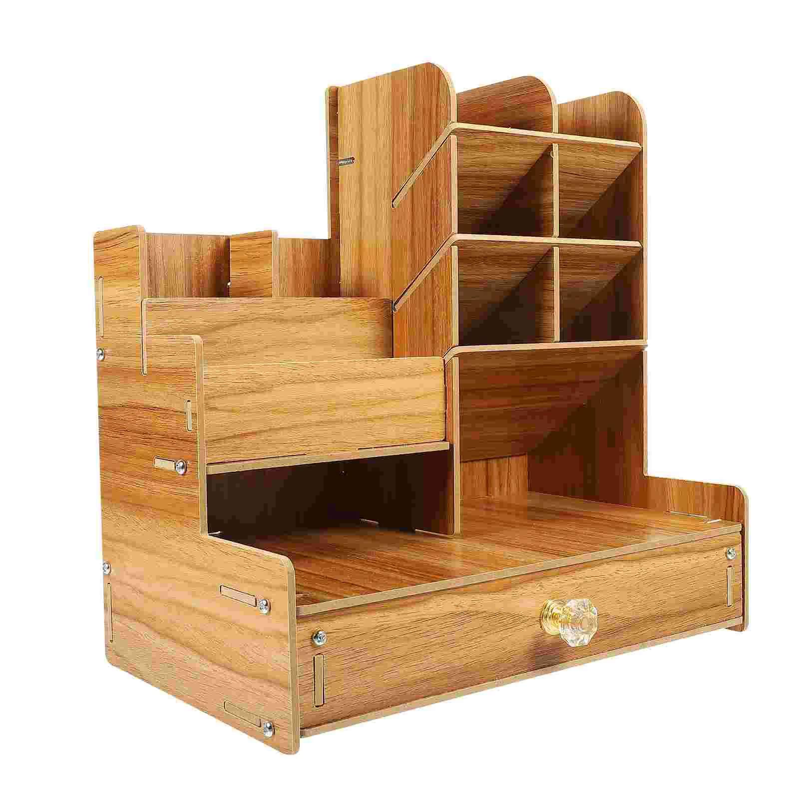 

Wooden Student ganizer Fine Workmanship Pen Holder Office Supply Multi Function Desk Tidy Large Capacity Divided Compartments