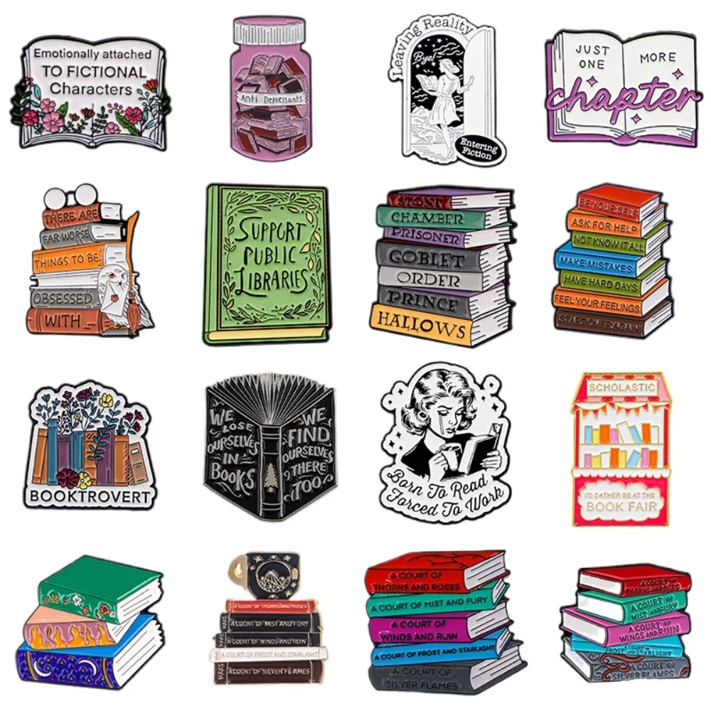 Book Lover Enamel Pin Reading Quote Brooch Lapel Pins Backpack Badge DIY Clothing Decor Accessory Gift for Bookworm Reader