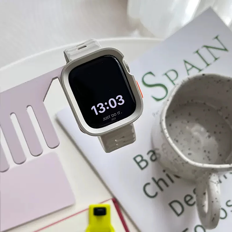 Мягкие силиконовые часы, похожие на Apple Watch 9 8 7 6 SE 5 Sport, противоударный матовый защитный чехол для iWatch 49 мм 41 мм 40 мм 44 мм 45 мм