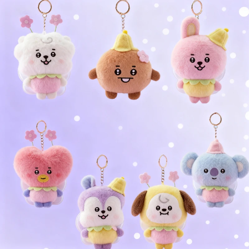 أنيمي الكرتون Bt21 Y2K النحل سلسلة ألعاب من نسيج مخملي لطيف نمط جديد هزلي كوكي Rj ظهره المفاتيح قلادة صديق هدية عيد #1