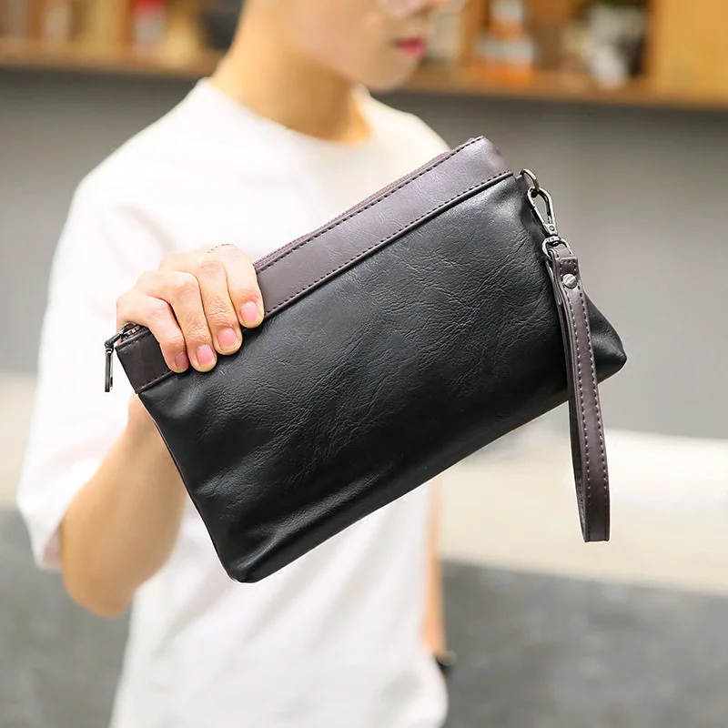 

Brand Trend Men's Clutch Bag 2024 New Fashion Business Handbags High Quality PU Leather Day Clutches Casual Phone Purse In Stock