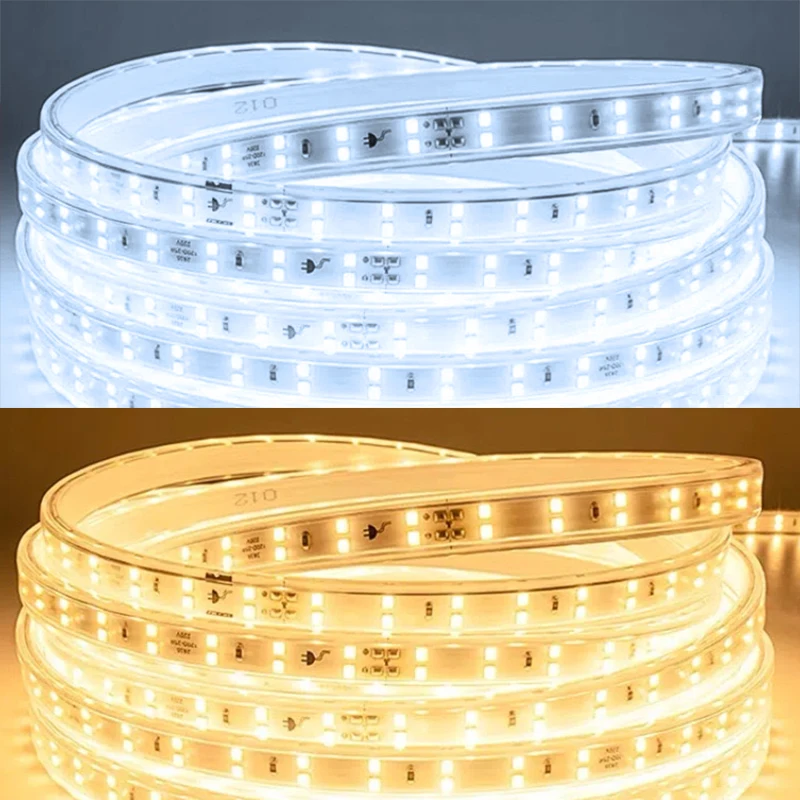 220V LED Strip 1-30 M พร้อม EU Plug 2835 ริบบิ้นยืดหยุ่นกันน้ํา LED เทปสําหรับห้องครัวหน้าแรกตกแต่งสวนกลางแจ้งแสง