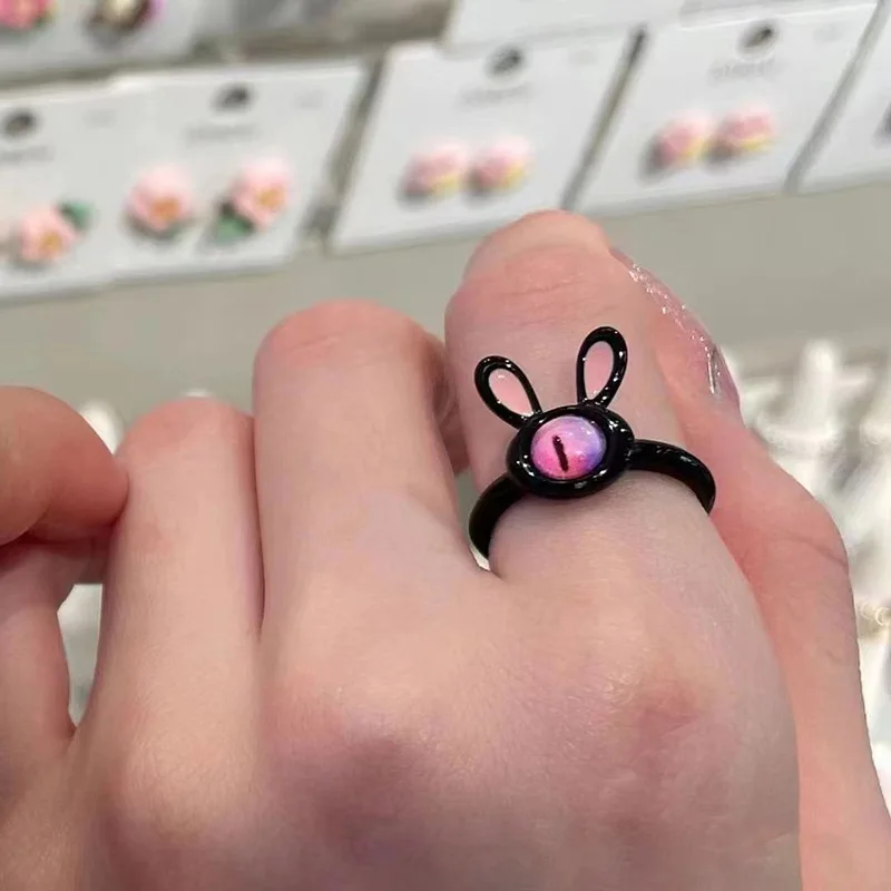 Funny Monster Ring for Women Cartoon Bunny Cat Couple Rings New Trendy Finger Jewelry Female Sweet Y2K Accessories