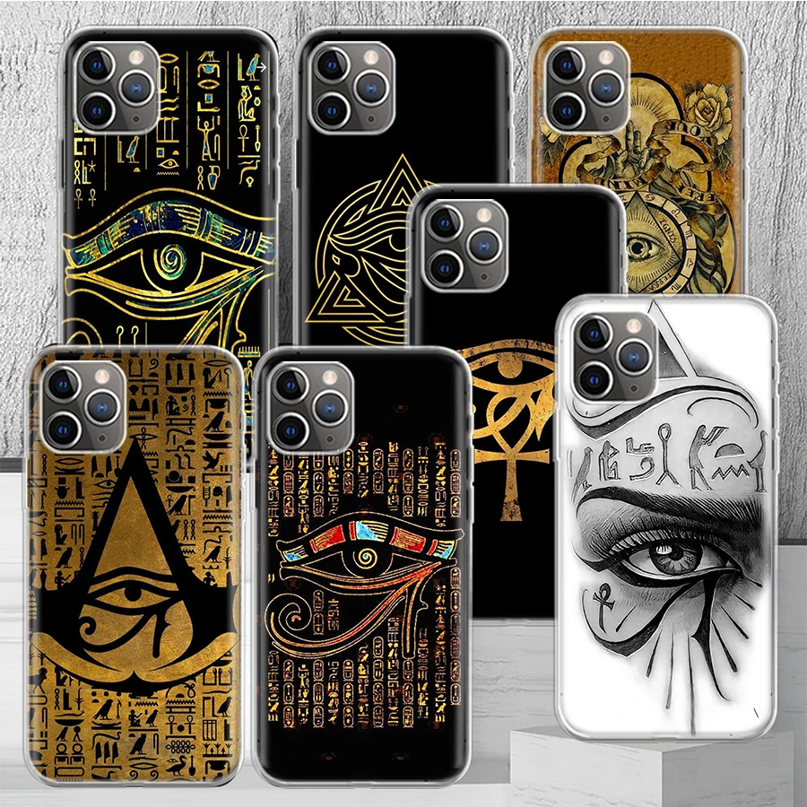 Sacred Eye of Horus Egypt Fresco Phone Case Cover For iPhone 14 13 Pro 11 15 Art 12 XR X XS Max 7 8 6S Plus SE Soft Pattern Coqu