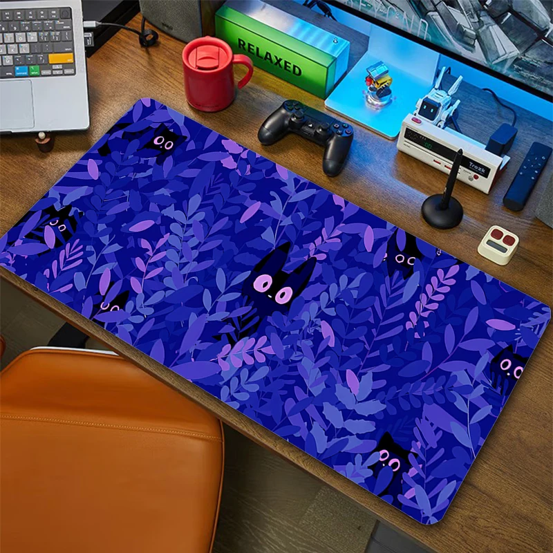 Alfombrilla de ratón de hierba de planta linda, alfombrilla de escritorio de gato Kawaii grande, alfombrilla de ratón grande para computadora, accesorios para juegos de Pc, alfombrilla de ratón XXL