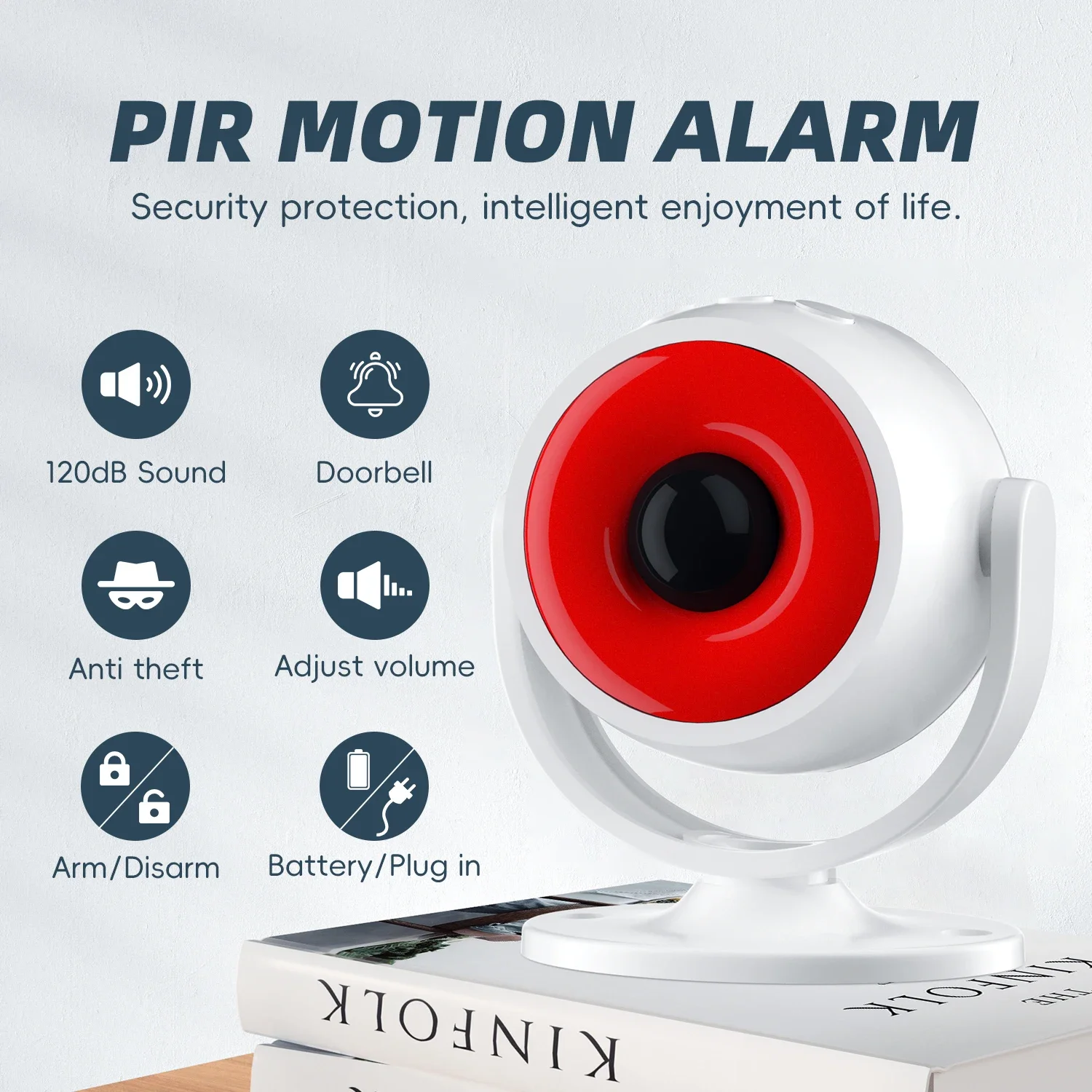 Wireless Motion Sensor Alarm Indoor Remote Control,Motion Detector Alarm With Siren & Strobe,Alert Burglar For Shop Home Garage