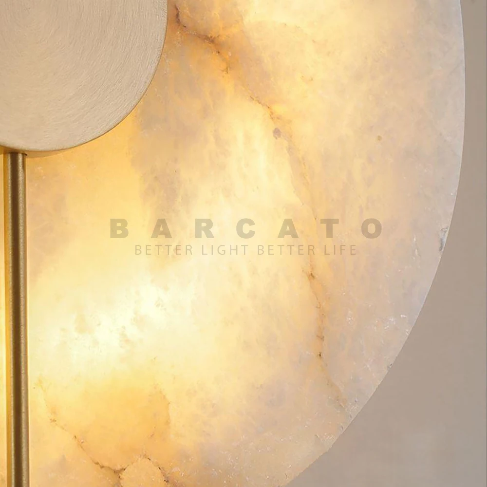 Imagem -05 - Modern Led Marble Wall Sconce Light Brass Gold Fixture Decoração da Sala Lâmpada de Cabeceira do Quarto Iluminação Led Redonda