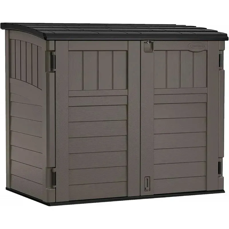 

RPD4-Sunncast Modernist 4' x 2.5' Lockable Outdoor Garden Resin Low Profile Horizontal Storage Shed with 3 Doors.34 Cubic Feet
