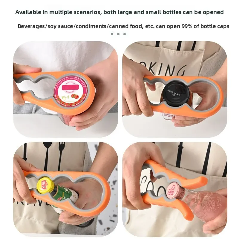 4 in 1 Multifunctional Jar Can Bottle Opener Non Slip Ergonomic Kitchen Tool for Cans Jars Bottles Lids