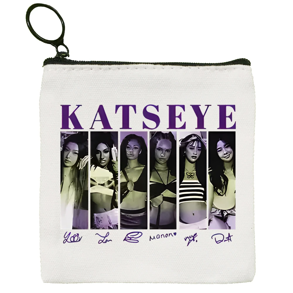 

Косметичка Katseye, портативная дорожная косметичка на молнии, легкая женская сумочка для монет, модная женская сумочка для девушек