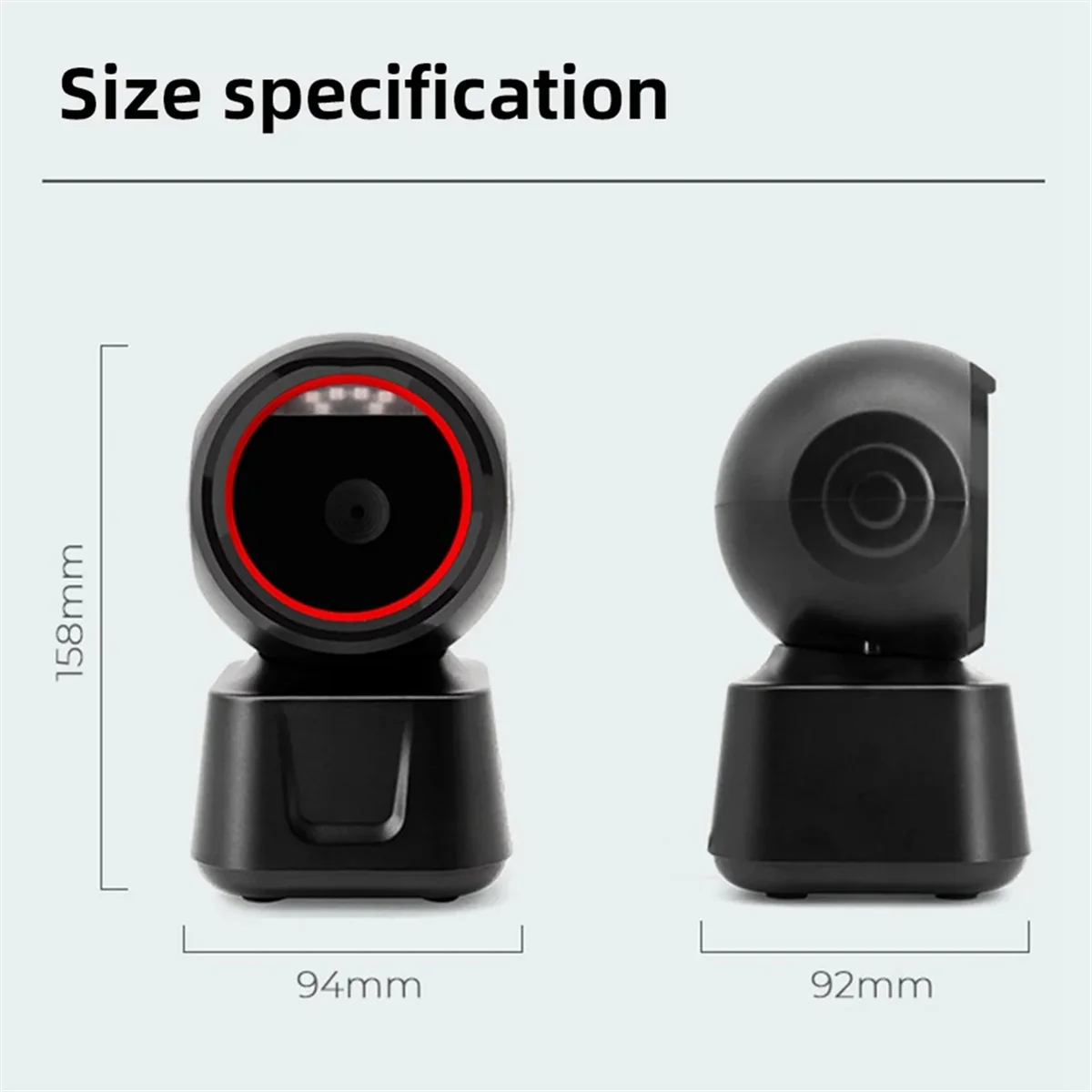 ABJU 1D 2D QR Wired Barcode Scanner Automatic Sense Reader USB Desktop Barcode Reader