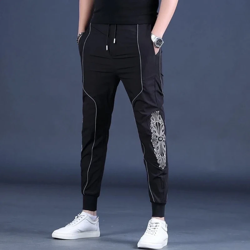 Spring and Autumn Men\'s Casual Pants Fashion Comfortable Embroidery Trend Versatile Sports Summer Pockets All-match Sweatpants