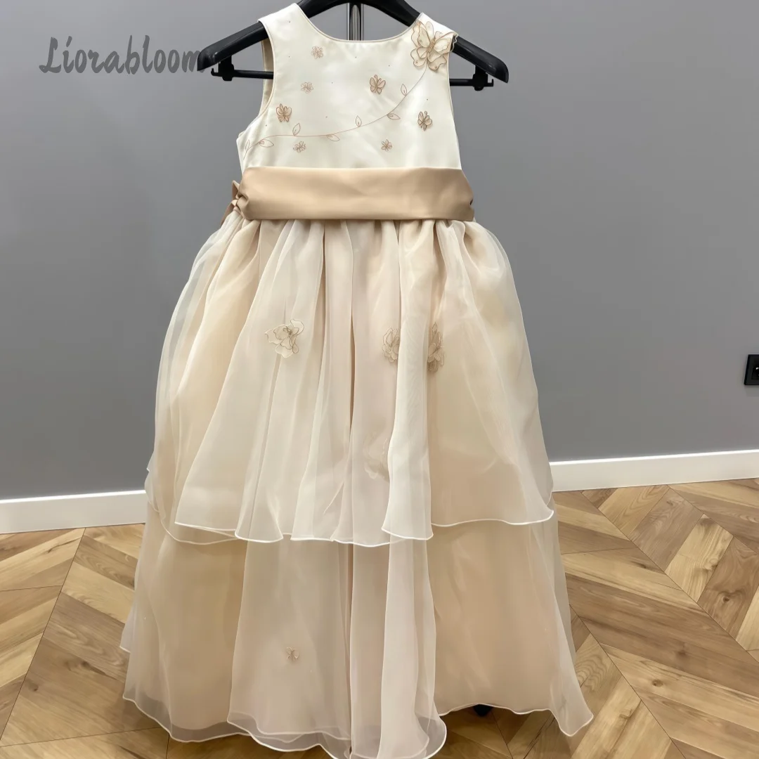 Abito da bambina con ricami, abito da damigella d'onore personalizzato, abito formale per matrimoni e feste, vestito da sposa