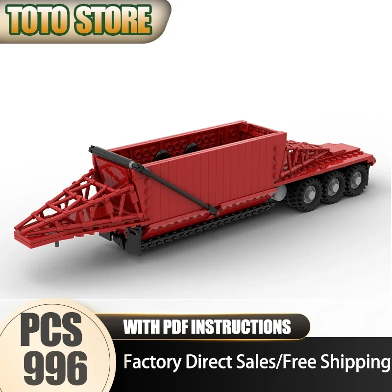 Urban Trucks Model Moc Building Blocks TBottom Dump Trailer Model Technology Brick DIY Assembly Construction Toy Holiday Gifts
