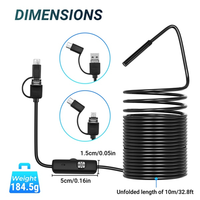 Industrial Sewer Pipe Endoscope 5.5Mm X 10M Flexible Snake Camera USB 3 In 1 Car Borescope For Android Piping Endoscopy