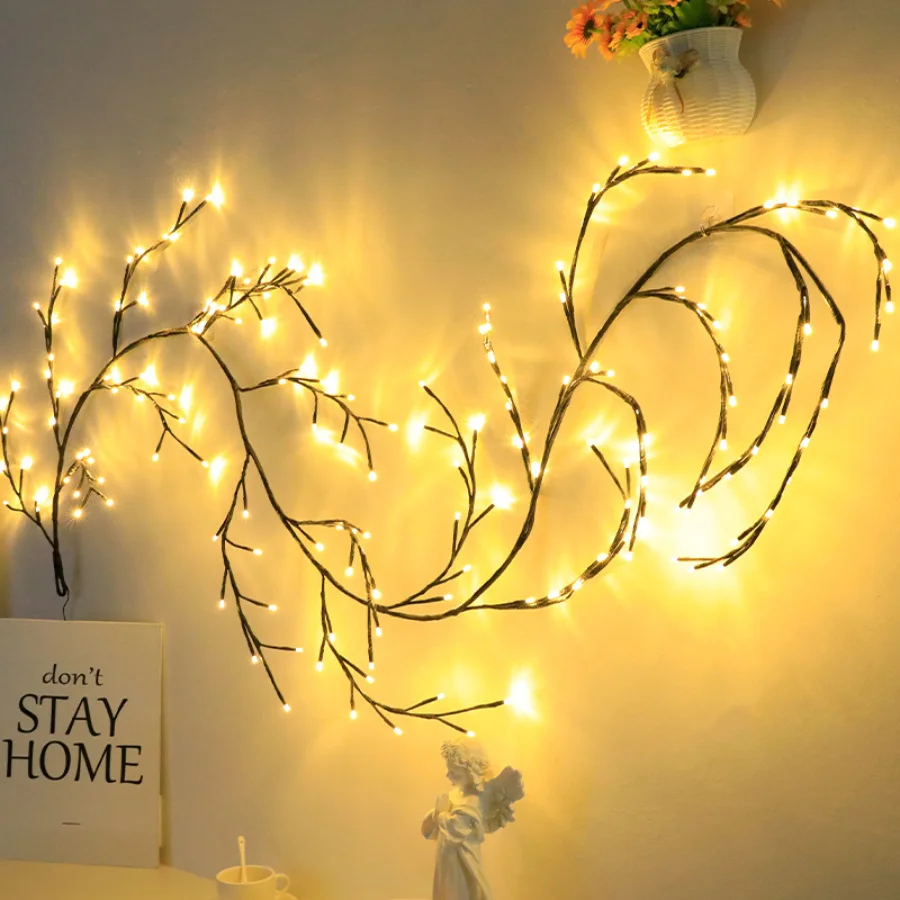 2023 New LED Vines String Light Flexible DIY Willow Branch Christmas Garland Fairy Lights for Room Wall Party Wedding Home Decor