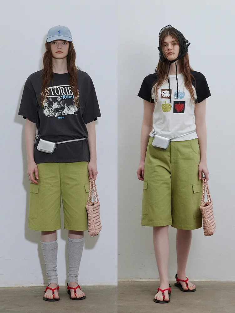 

Lofi Choose Women's Loose Straight Leg Workwear orts Summer Casual High Waist Five-Quarter Length Slimming Spor Pants