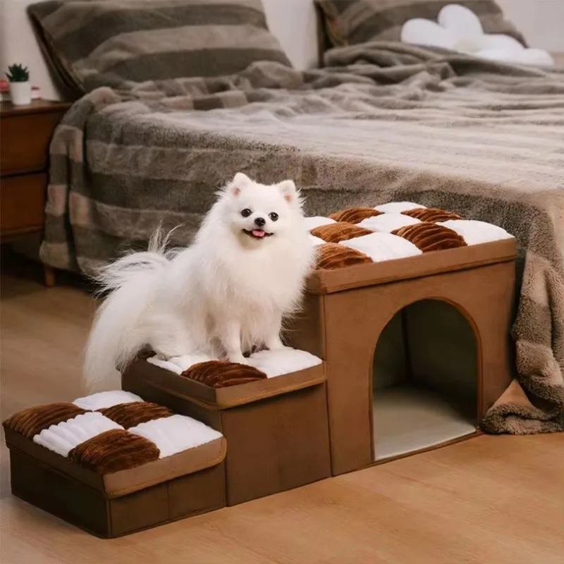 Pet ramp stairs, pet stairs, pet ladders, collapsible checkerboard design, suitable for cats and dogs