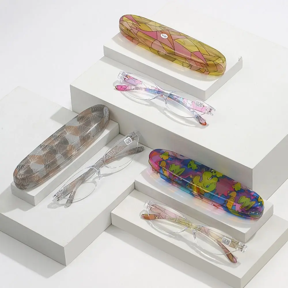 Gafas de lectura florales Vintage con caja, Mini bisagra de resorte compacta, gafas para presbicia, lectores de luz azul, moda