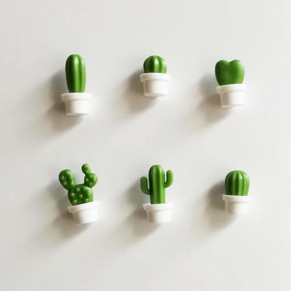 6pcs Cactus Fridge Magnet Refrigerator Magnetic Sticker 3D Cute Succulent Plant Message Board Reminder Home Decoration Kitchen
