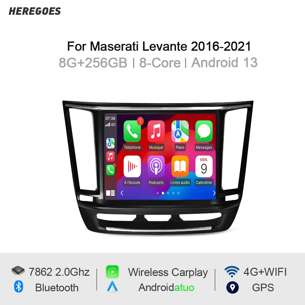 Carplay Android 13 Car DVD Player GPS Autoradio Navigation Stereo Wifi 8G 256GB Bluetooth Radio For Maserati Levante 2015-2021