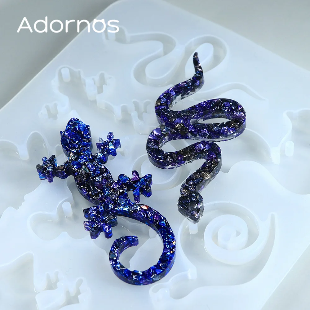 1 Pcs Lizard Silicone Molds Epoxy Resin Filling Snake Hedgehog Snail Frog Resin Molds DIY Keychain Craft Pendent Making Supplies