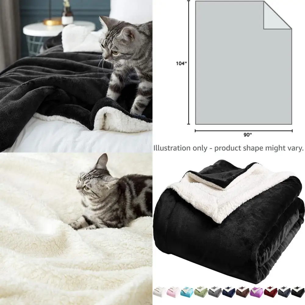 

Luxurious Reversible King Size Sherpa Fleece Blanket - Plush, Warm, and Cozy Velvet Microfiber Throw in Black