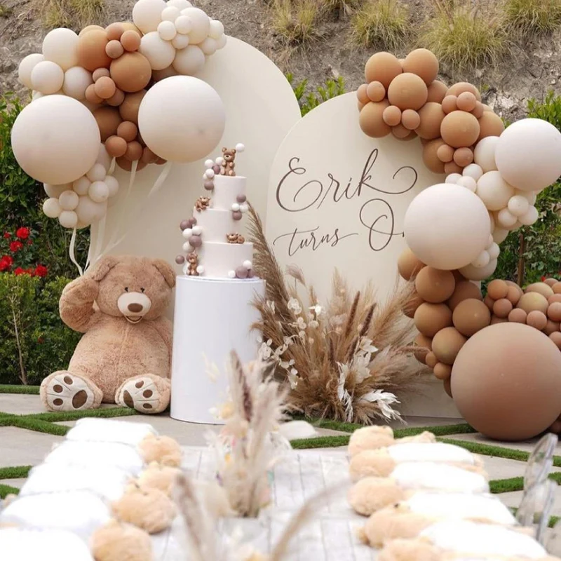 Brown Cream Beige Balloon Garland Arch Kit Kids Boy Birthday Decoration Baptism Baby Shower Party Baptism Christening