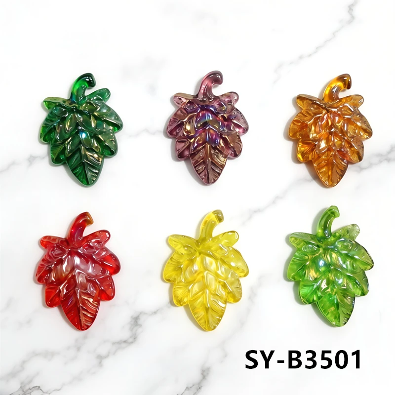 6Pcs Colorful Mini Glass Leaf Ornaments For Indoor Outdoor Home Table Micro Garden Bonsai Patio Yard DIY Craft Decor Accessories