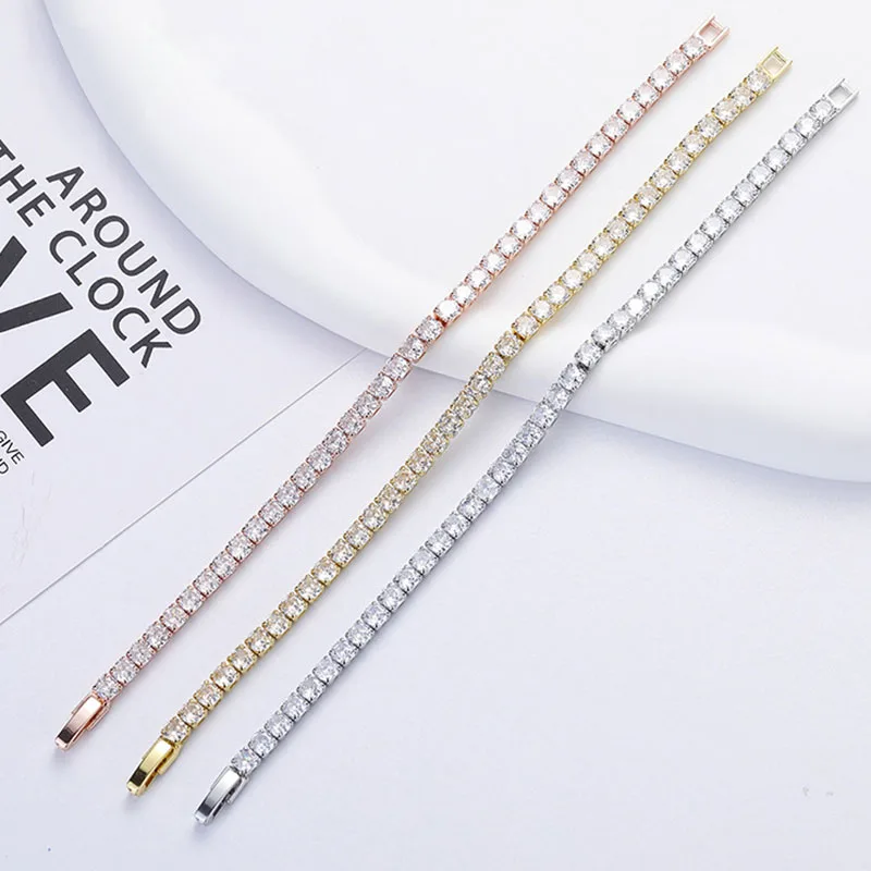 

Hip Hop Trendy Shiny Classic Tennis Bracelet Exquisite Cubic Zirconia Bracelet Women's And Men's Jewelry Surprise Holiday Gifts