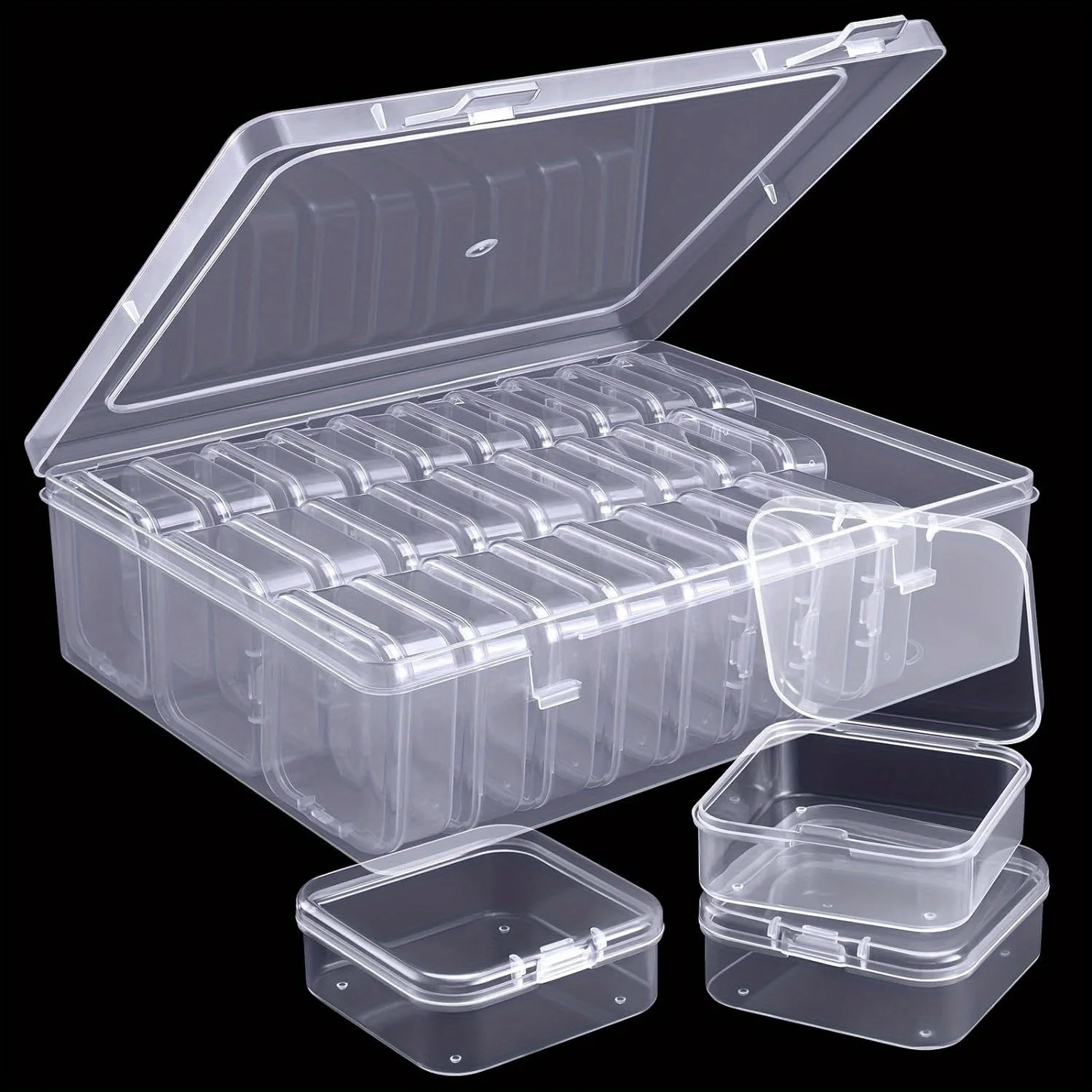 Mini Clear 30 grids 5.5cm Plastic Storage Containers Box with Lid Rectangle Box for Collecting Small Items Beads Game Pieces