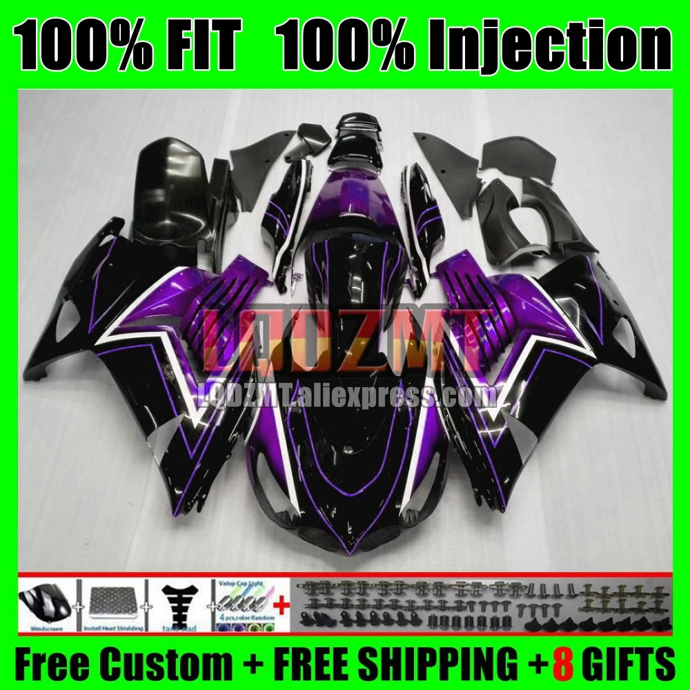 Bodys For KAWASAKI NINJA ZZR 1400 ZZR-1400 12 13 14 Purple Blk 15 16 17 72No.130 ZZR1400 2012 2013 2014 2015 2016 2017 Fairing