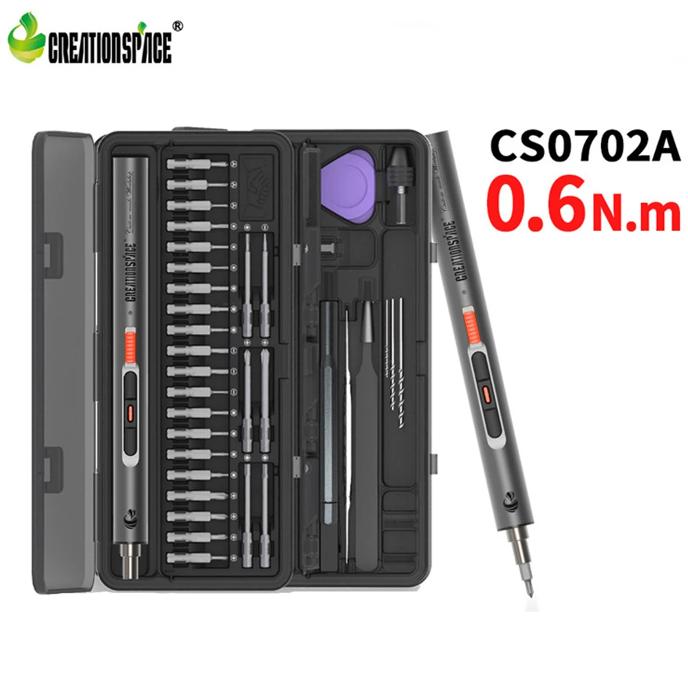 

CreationSpace 3.6V Precision Screwdriver Set Mini Electric Screwdriver with LED Light 3 Torque Settings CS0702A Home Repair