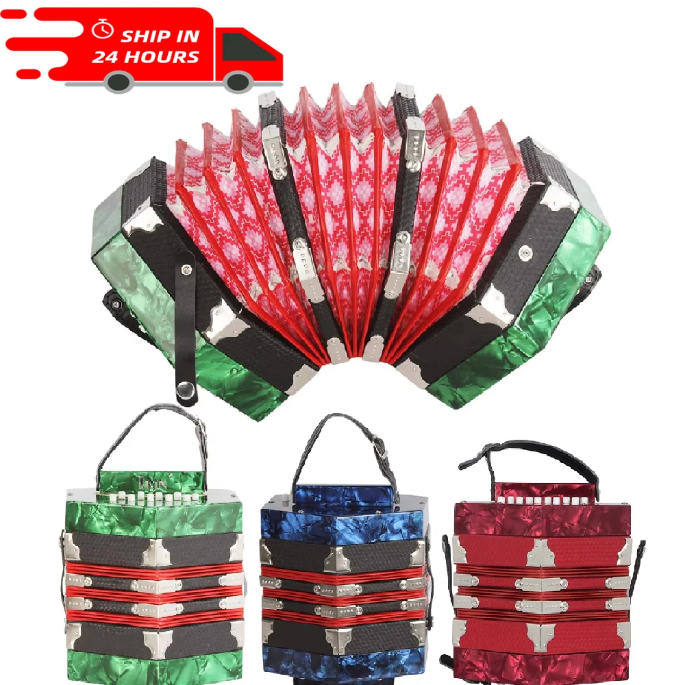Acordeão Concertina de 20 botões e 40 pontas com bolsa de transporte e alça de mão ajustável instrumento de teclado hexagonal