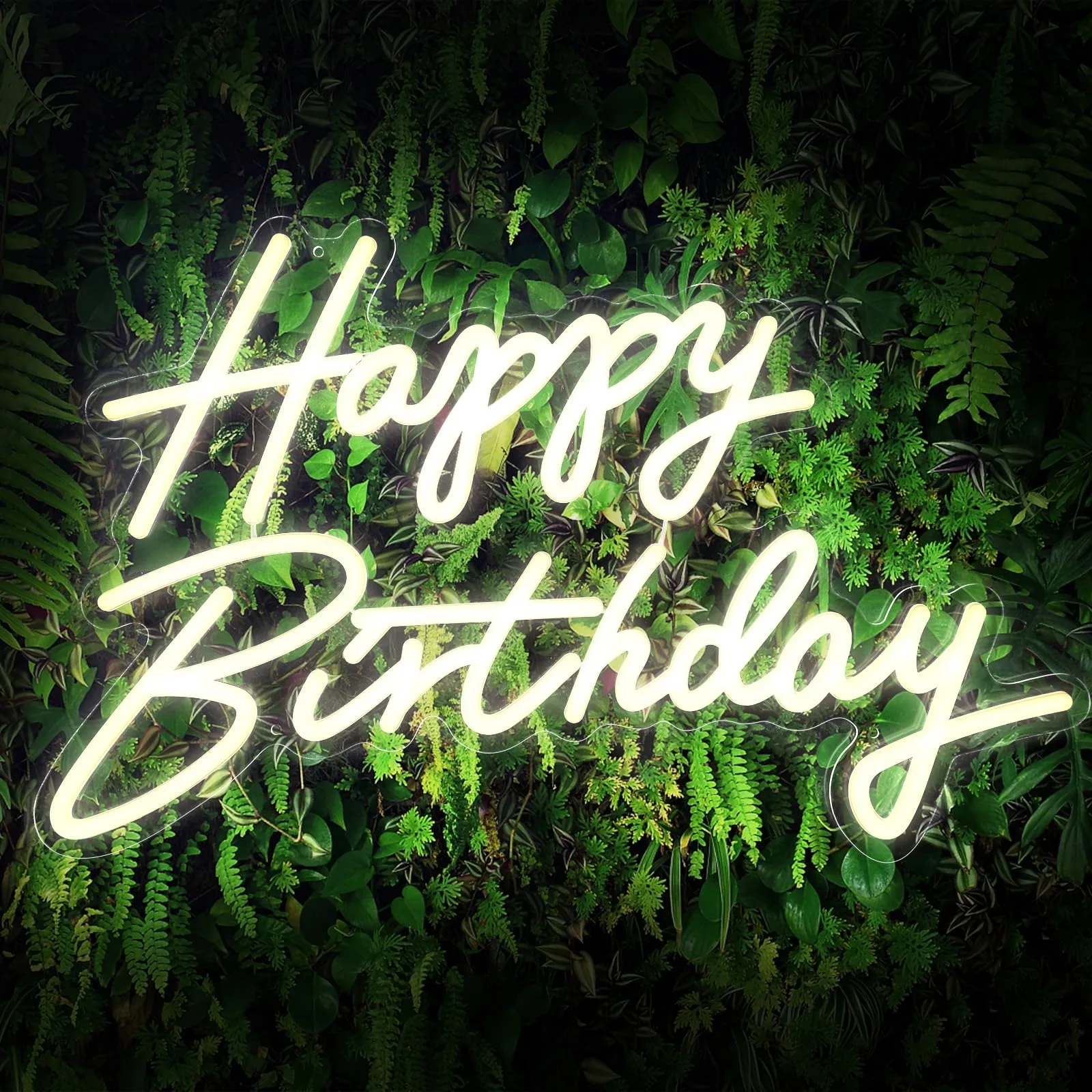 Neon Happy Birthday Sign for Backdrop with Dimmer Switch, 12V Reusable Happy Birthday LED Sign for Birthday Party Decoration