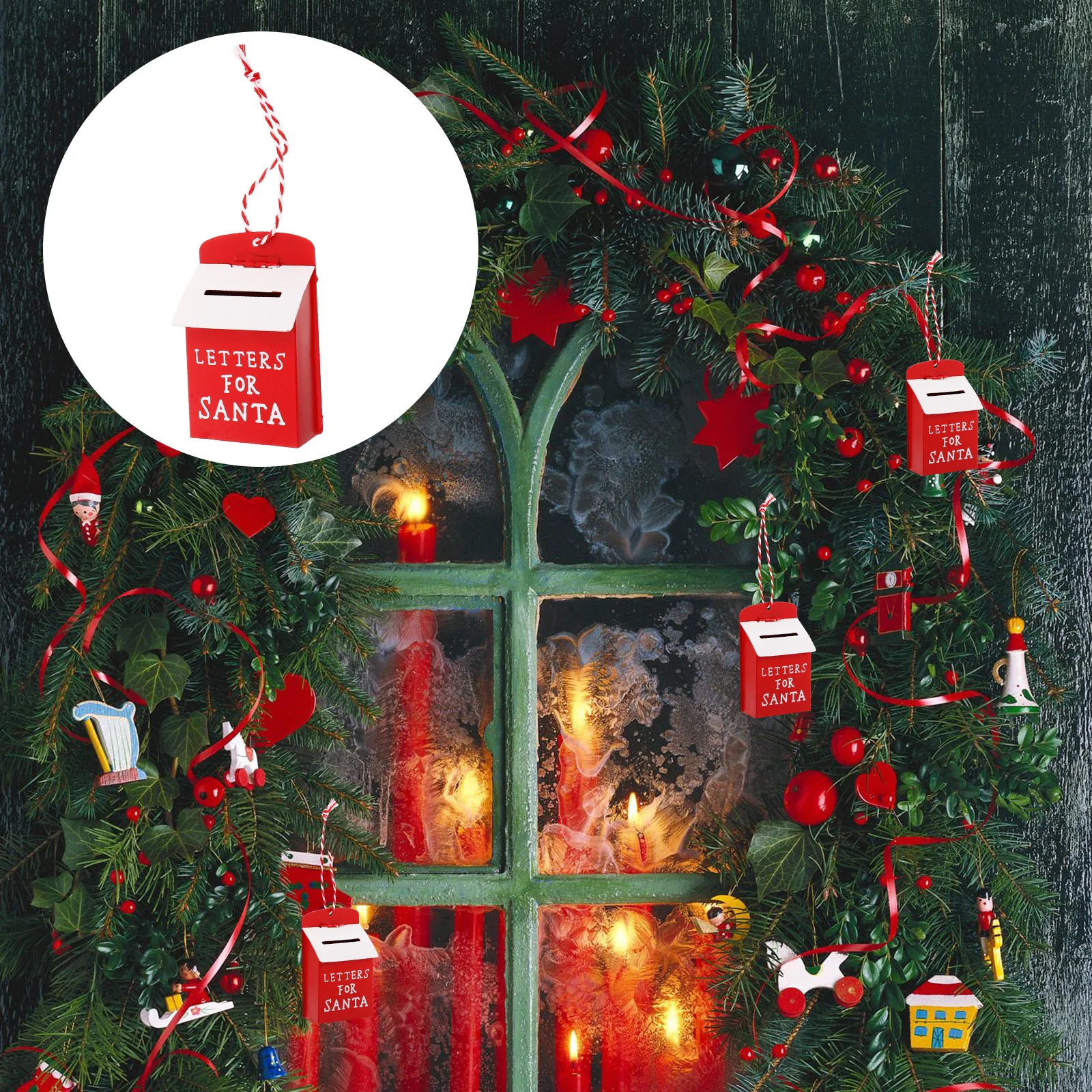 

Metal Santa Mailbox Christmas Tree Ornament Holiday Decoration for Hotels Malls Window Display Festive Mailbox Decor