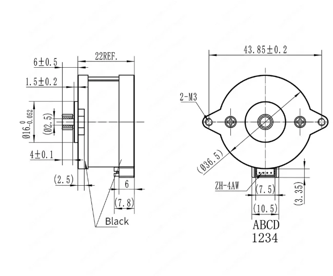 36 Stepper Motor for 3D Printer, 2-Phase 4-Wire Round Pancake Motor, Extruder Drive Replacement Part